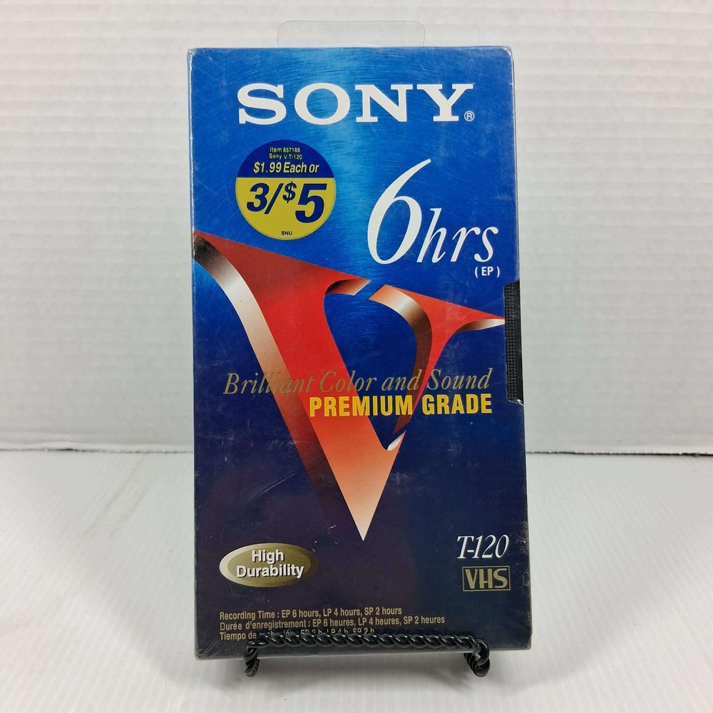 Sony T-120 Premium Grade VHS Blank Video Cassette Tape‎ 6 Hours Sealed T-120VF